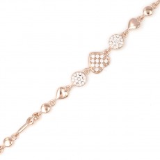 92.5 Sterling Silver Rose Gold Color Bracelet With White Stone Collection For Women's 